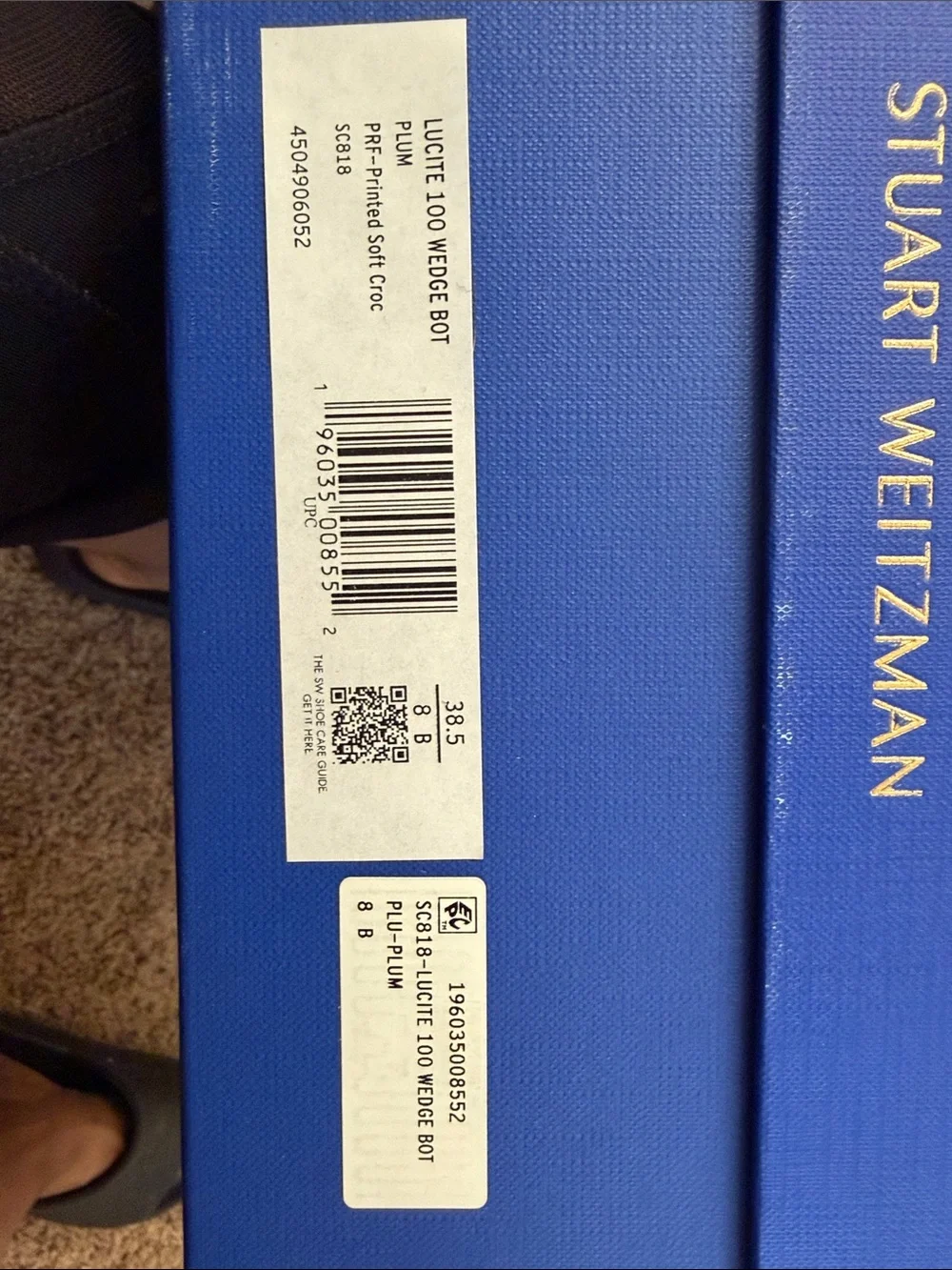 Stuart Weitzman Royal Blue Shoe Box with Gold Logo